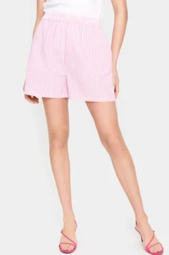 Elmiko High-waisted Wide Legs Shorts-Striped