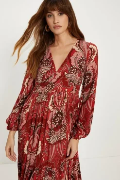 Embellished Boho Paisley Tiered Maxi Dress