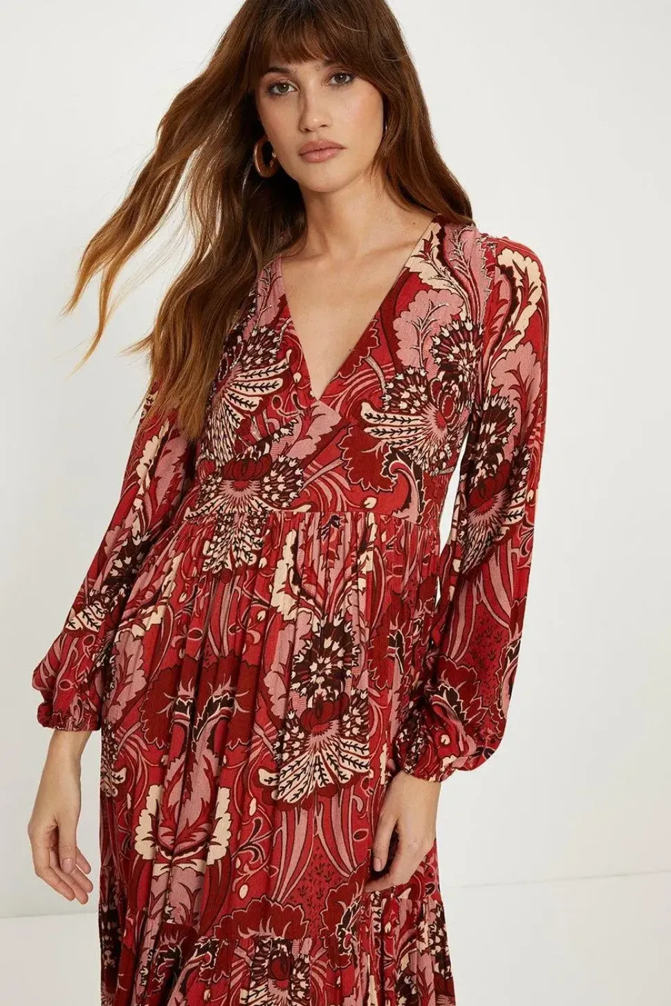 Embellished Boho Paisley Tiered Maxi Dress
