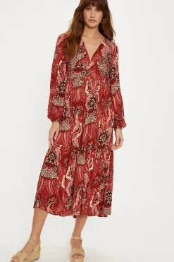 Embellished Boho Paisley Tiered Maxi Dress