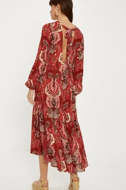 Embellished Boho Paisley Tiered Maxi Dress