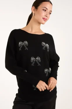 Embellished Bows Knitted Jumper