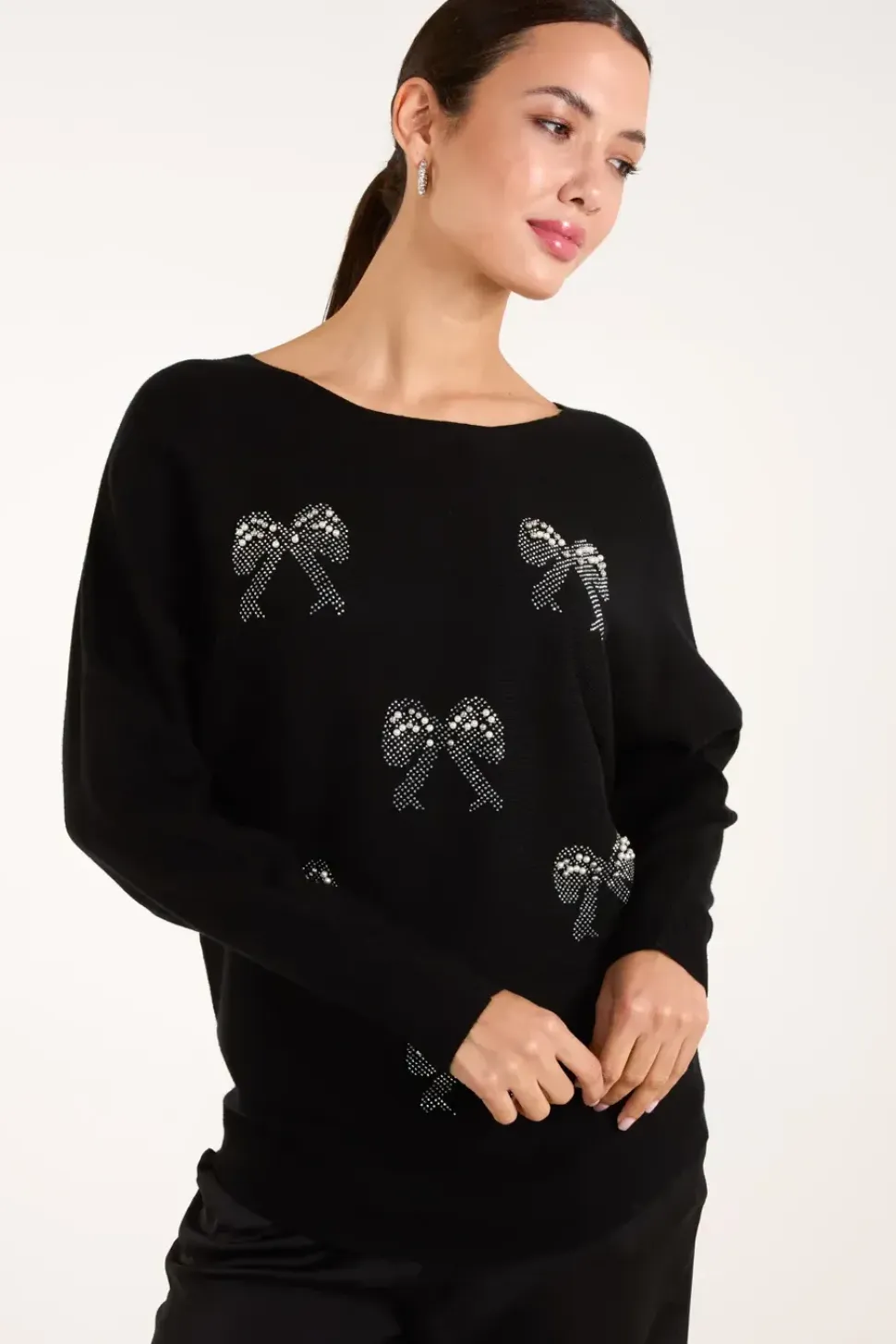Embellished Bows Knitted Jumper