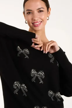 Embellished Bows Knitted Jumper