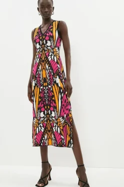 Embellished Butterfly Jacquard Maxi Dress