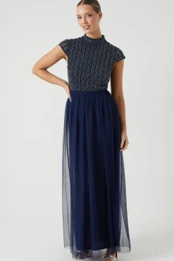 Embellished Cap Sleeve Bridesmaid Maxi Dress