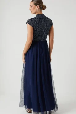 Embellished Cap Sleeve Bridesmaid Maxi Dress