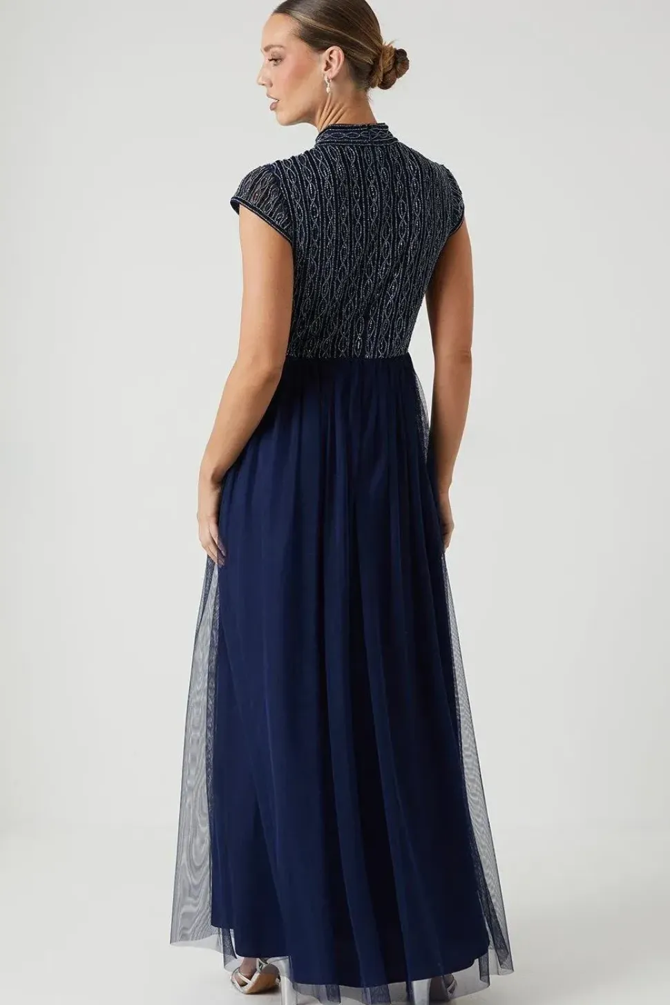 Embellished Cap Sleeve Bridesmaid Maxi Dress
