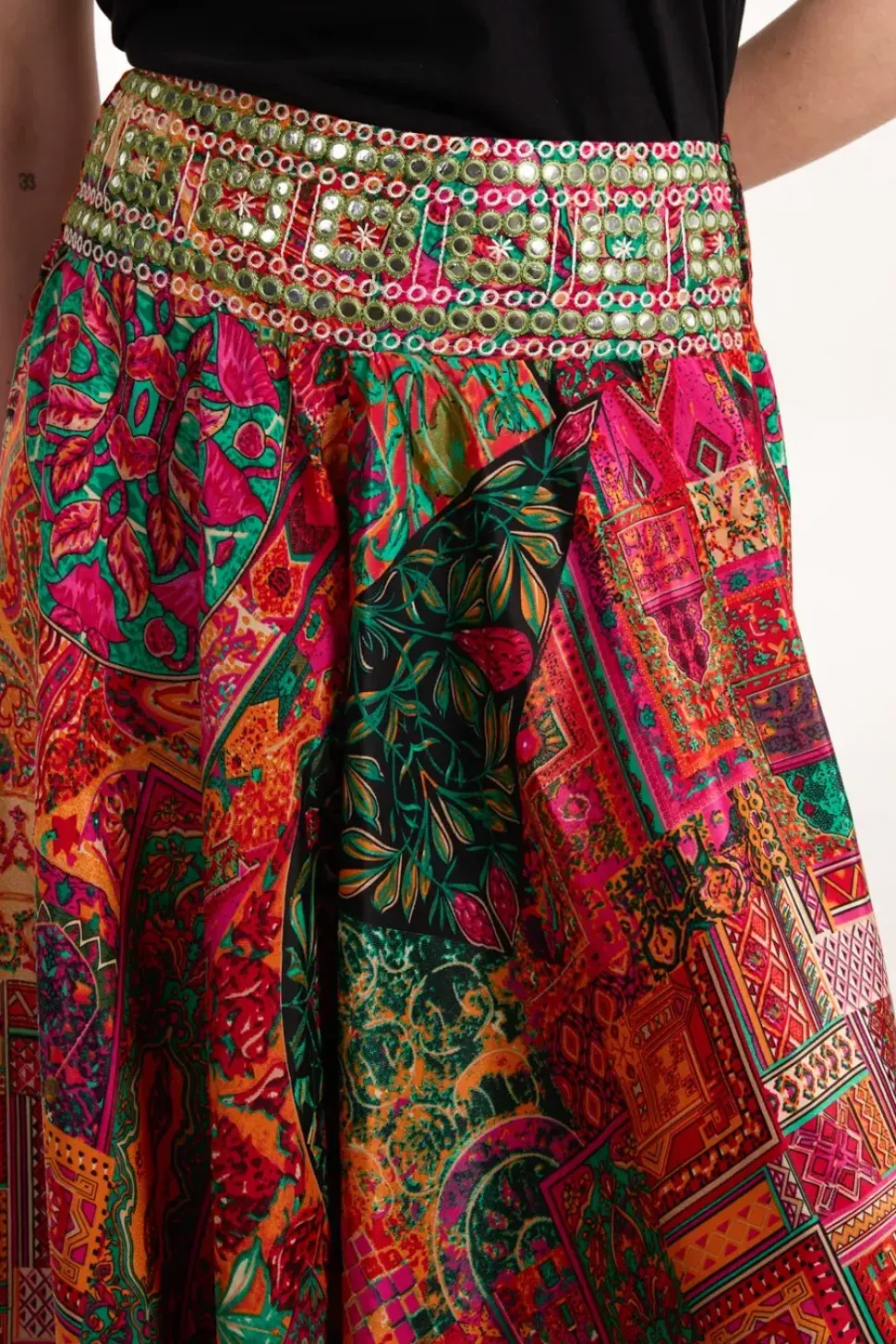 Embellished Extreme Wide Leg Trousers