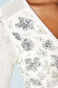 Embellished Flare Sleeve Boho Wedding Dress