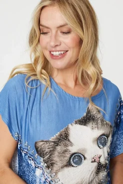 Embellished Graphic Print Tunic Top