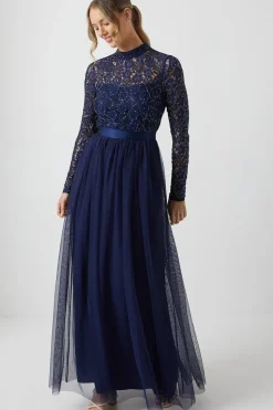 Embellished Lace Maxi Bridesmaid Dress