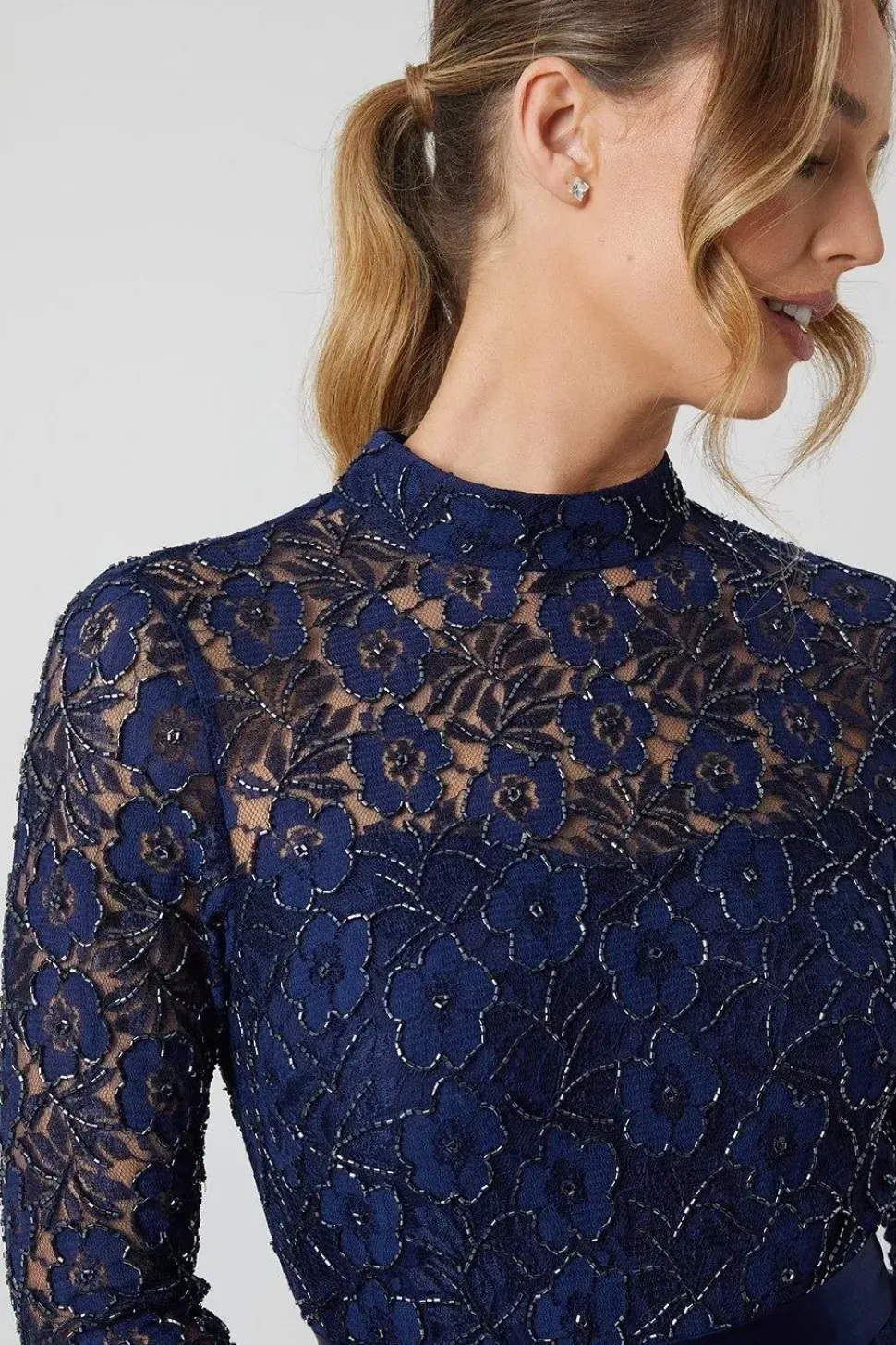 Embellished Lace Maxi Bridesmaid Dress