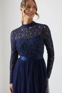 Embellished Lace Maxi Bridesmaid Dress