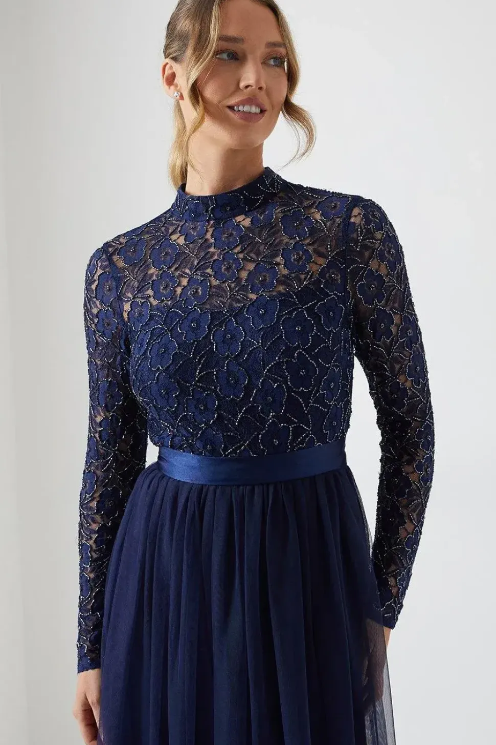 Embellished Lace Maxi Bridesmaid Dress