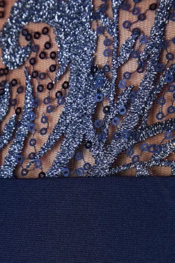 Embellished Long Sleeve Column Maxi Dress