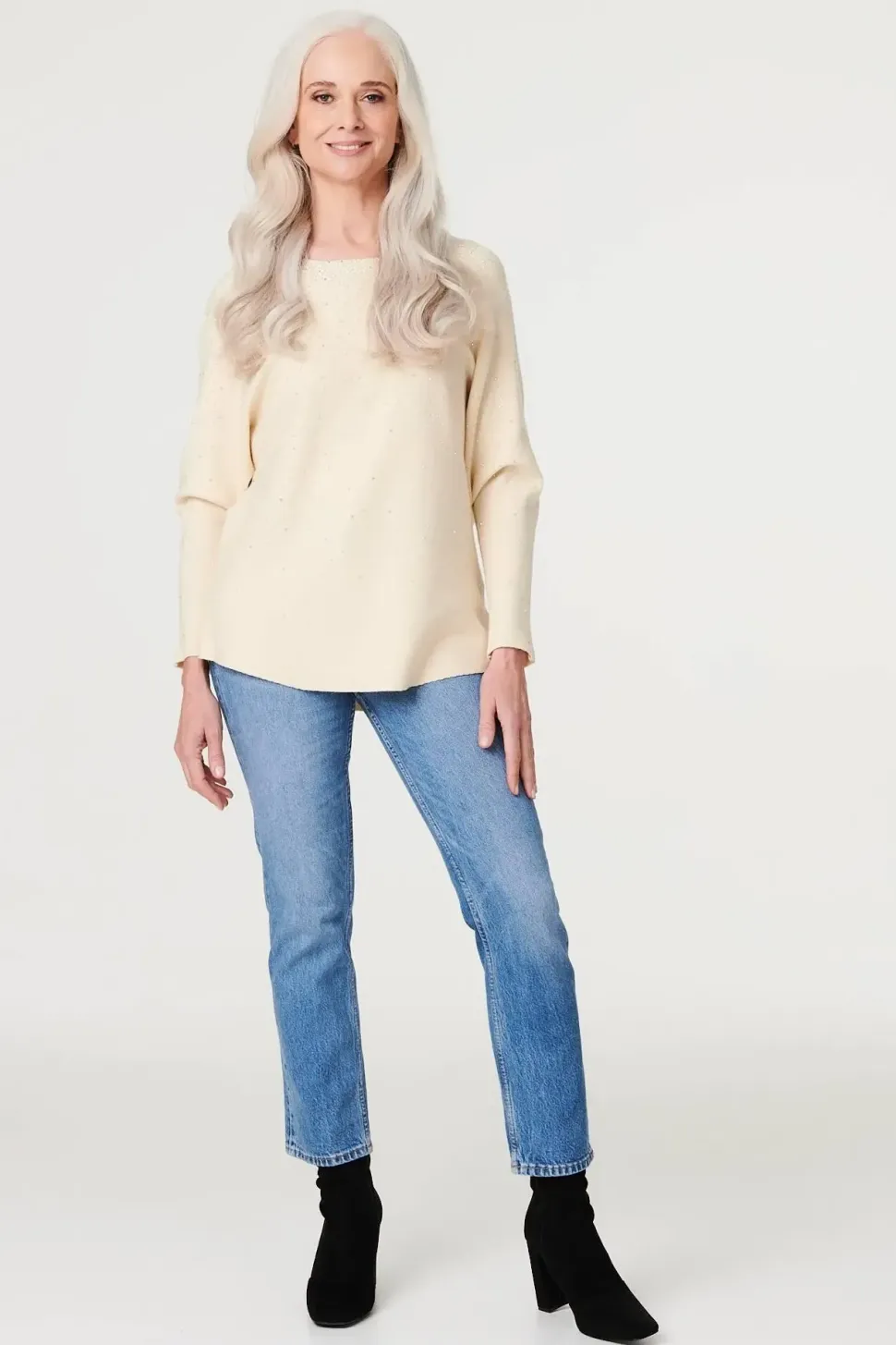 Embellished Long Sleeve Knit Top