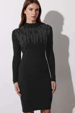 Embellished Neckline Dress