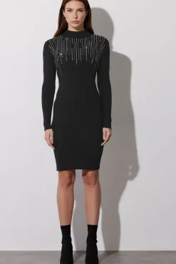 Embellished Neckline Dress