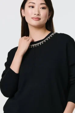 Embellished Neck Relaxed Jumper