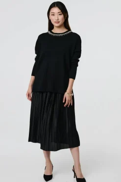 Embellished Neck Relaxed Jumper