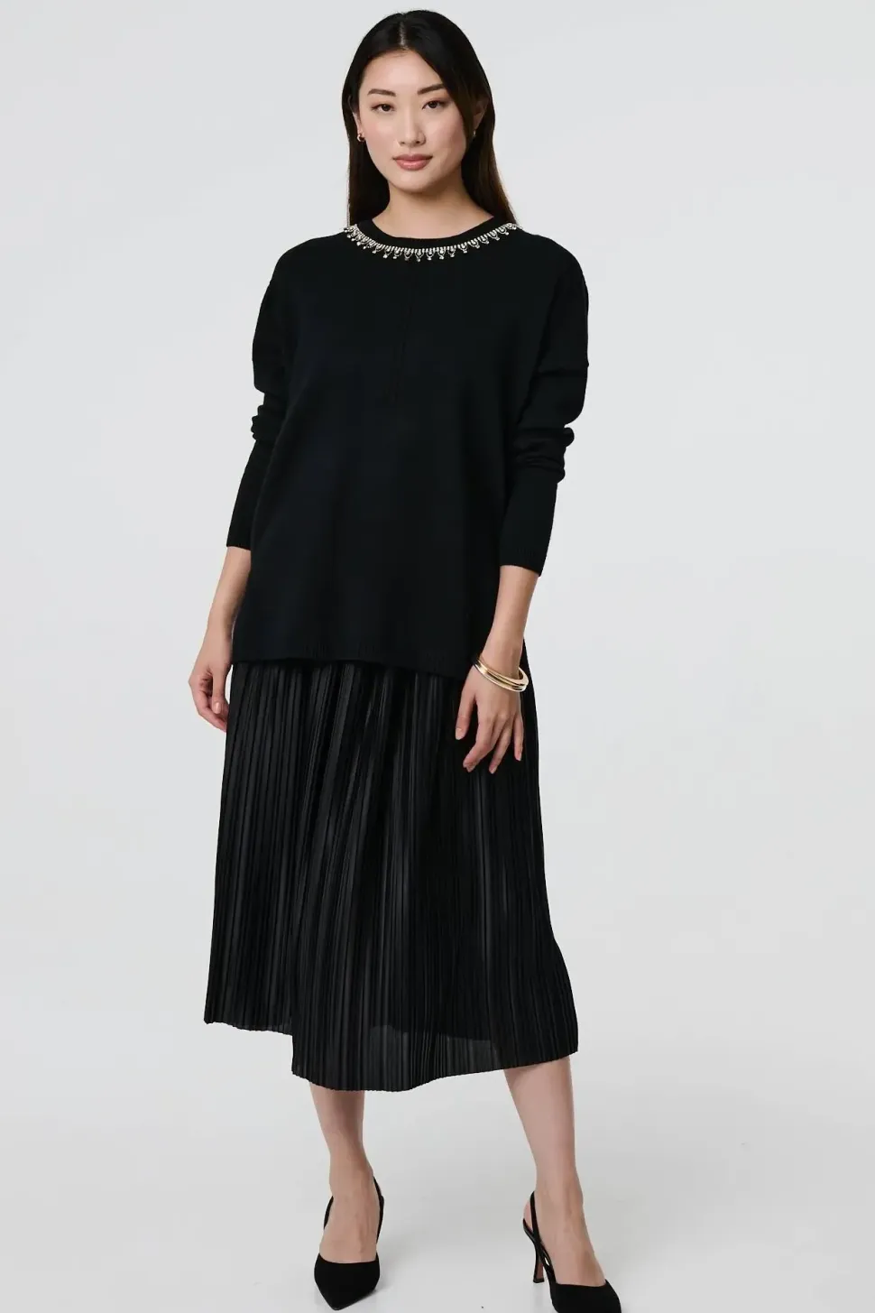 Embellished Neck Relaxed Jumper