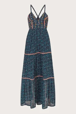 Embellished Print Maxi Cami Dress in Sustainable Viscose