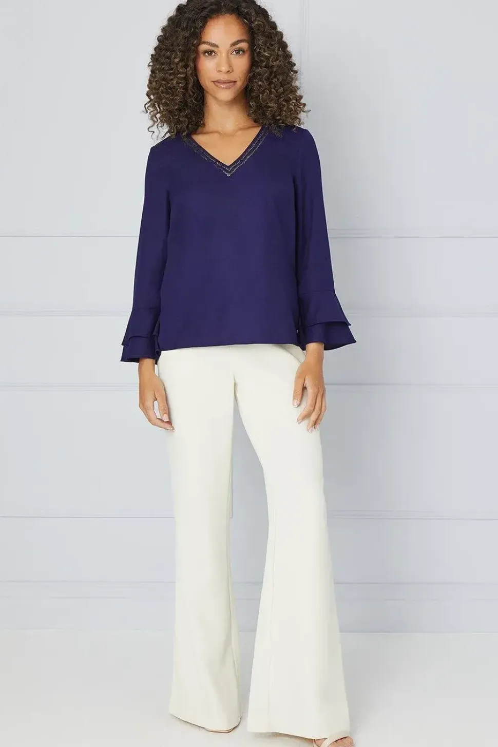 Embellished Ruffle Sleeve Top