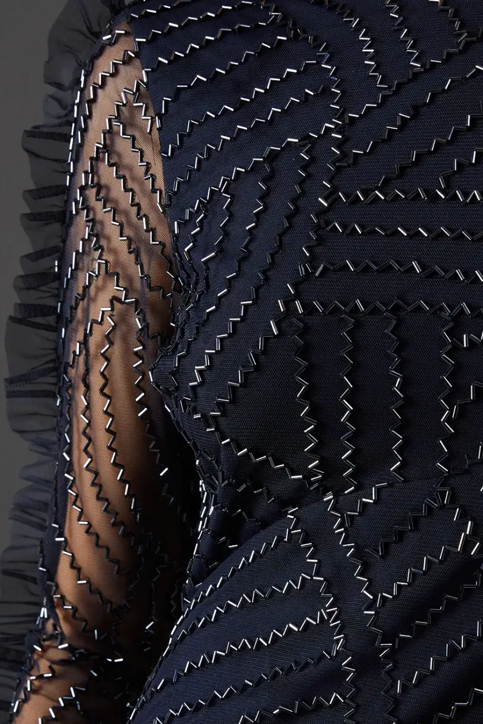 Embellished Sequin Frill Insert Open Back Mini Dress