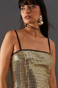 Embellished Sequin Strappy Bandeau Midi Dress