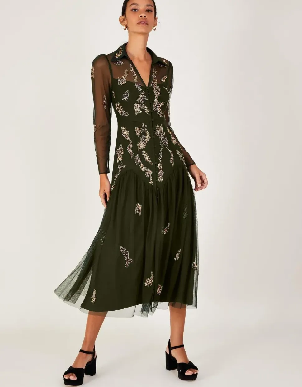 Embellished Shirt Dress