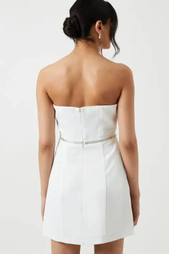Embellished Statement Bow Crepe Mini Dress