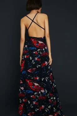 Embellished Strappy Floral Bias Midaxi Dress