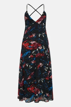 Embellished Strappy Floral Bias Midaxi Dress