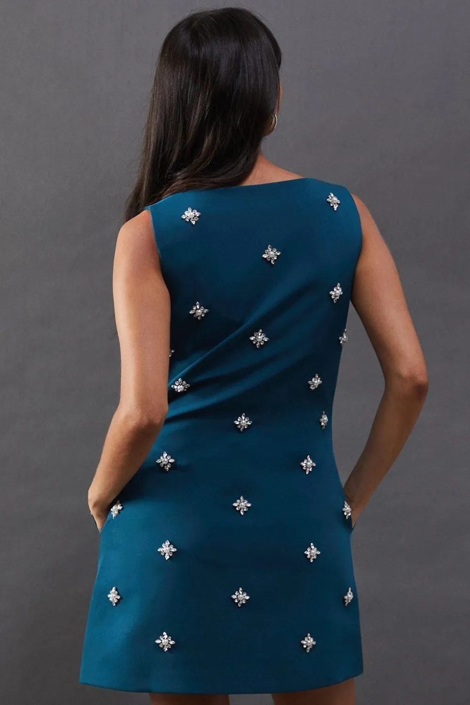 Embellished Structured Sleeveless Sequin Mini Dress