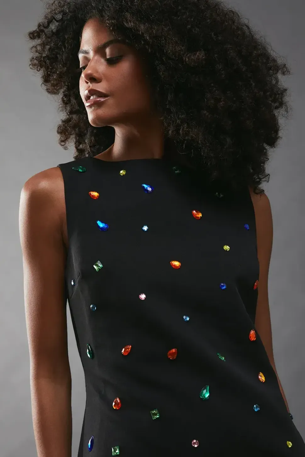 Embellished Structured Sleeveless Sequin Mini Dress
