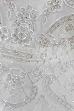 Embellished Tiered Wedding Dress With Cape Sleeve