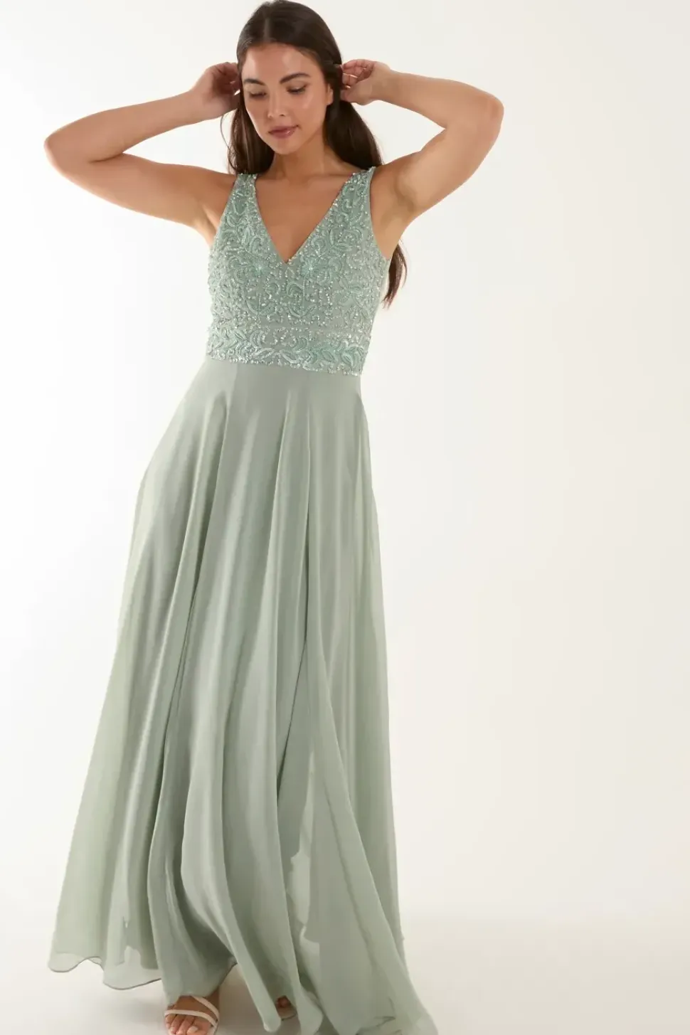 Embellished V-Neck Maxi Dress