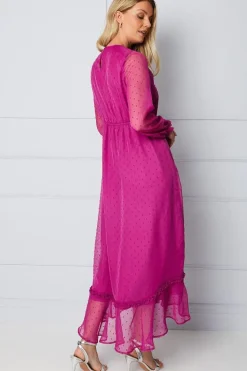 Embellished Waist Ruffle Midi Dress