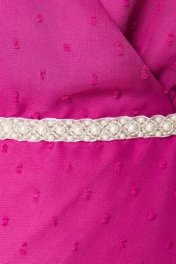 Embellished Waist Ruffle Midi Dress