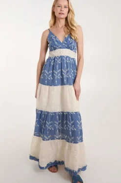 Embroidered Block Out Stripe Cami Dress