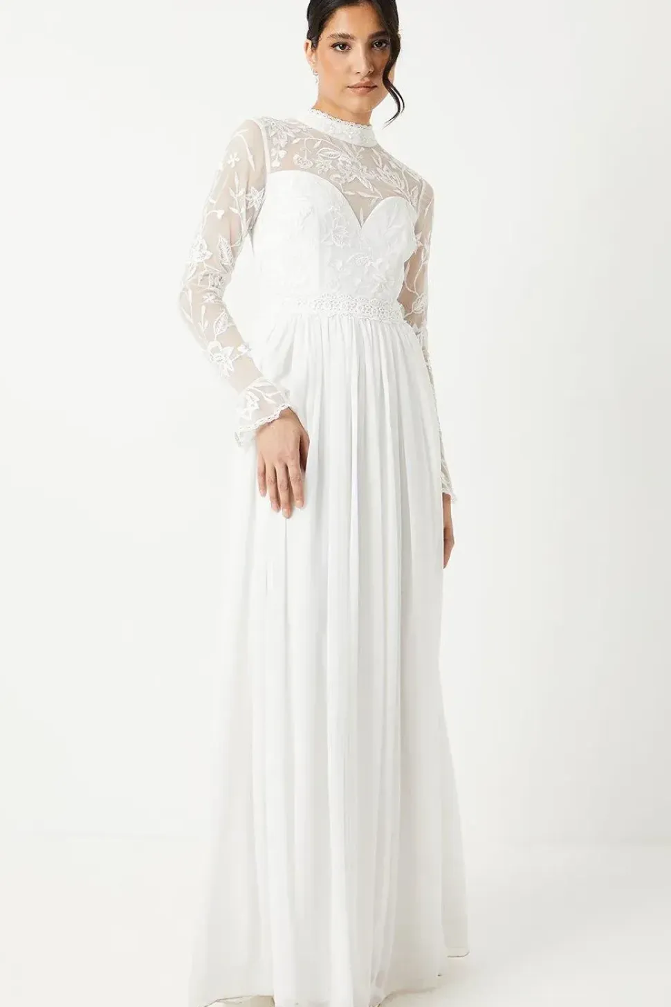 Embroidered Bodice Maxi Wedding Dress
