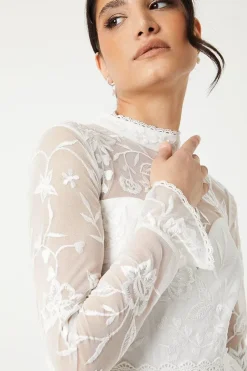 Embroidered Bodice Maxi Wedding Dress