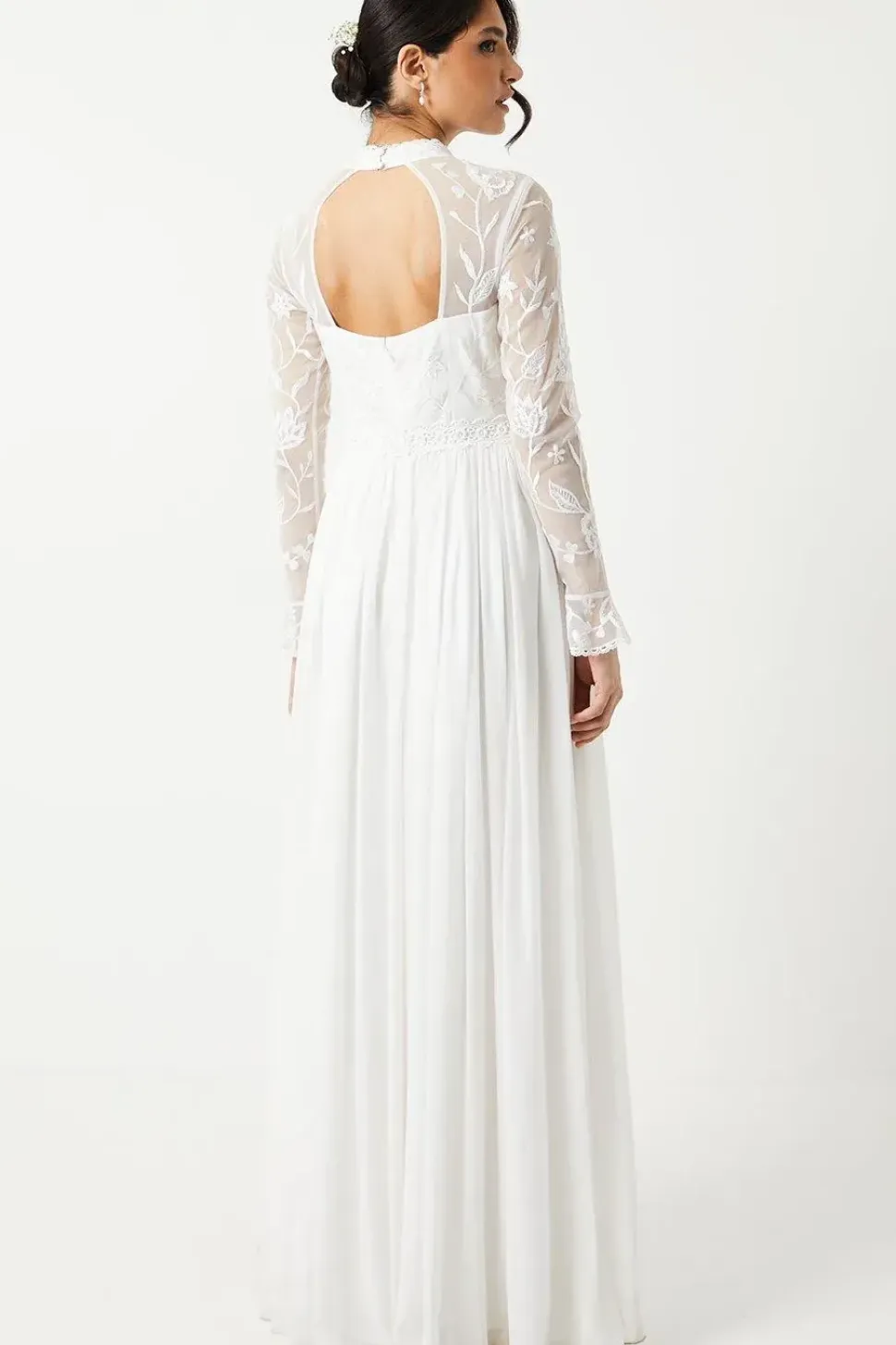Embroidered Bodice Maxi Wedding Dress