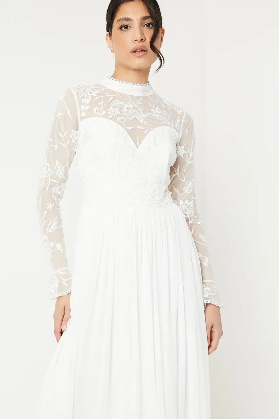 Embroidered Bodice Maxi Wedding Dress