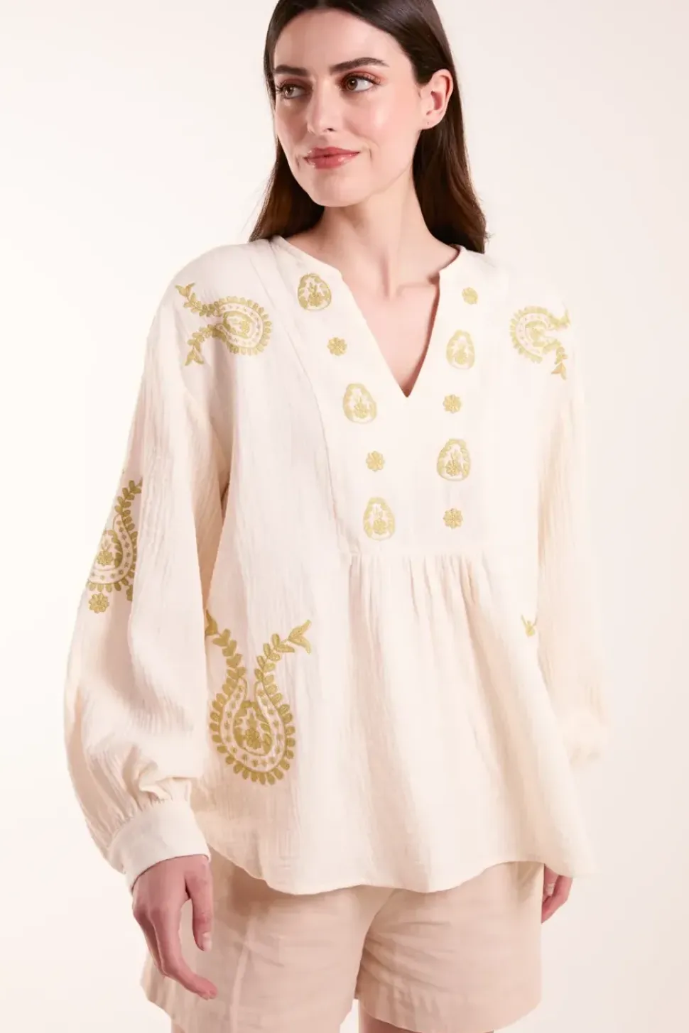Embroidered Cheesecloth Top