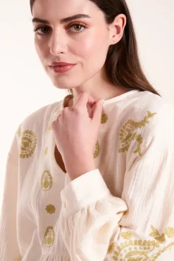 Embroidered Cheesecloth Top