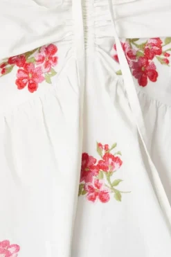 Embroidered Ruched Front Blouse