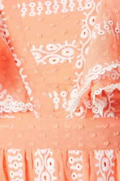 Embroidered Ruffle Detail Tiered Midi Dress