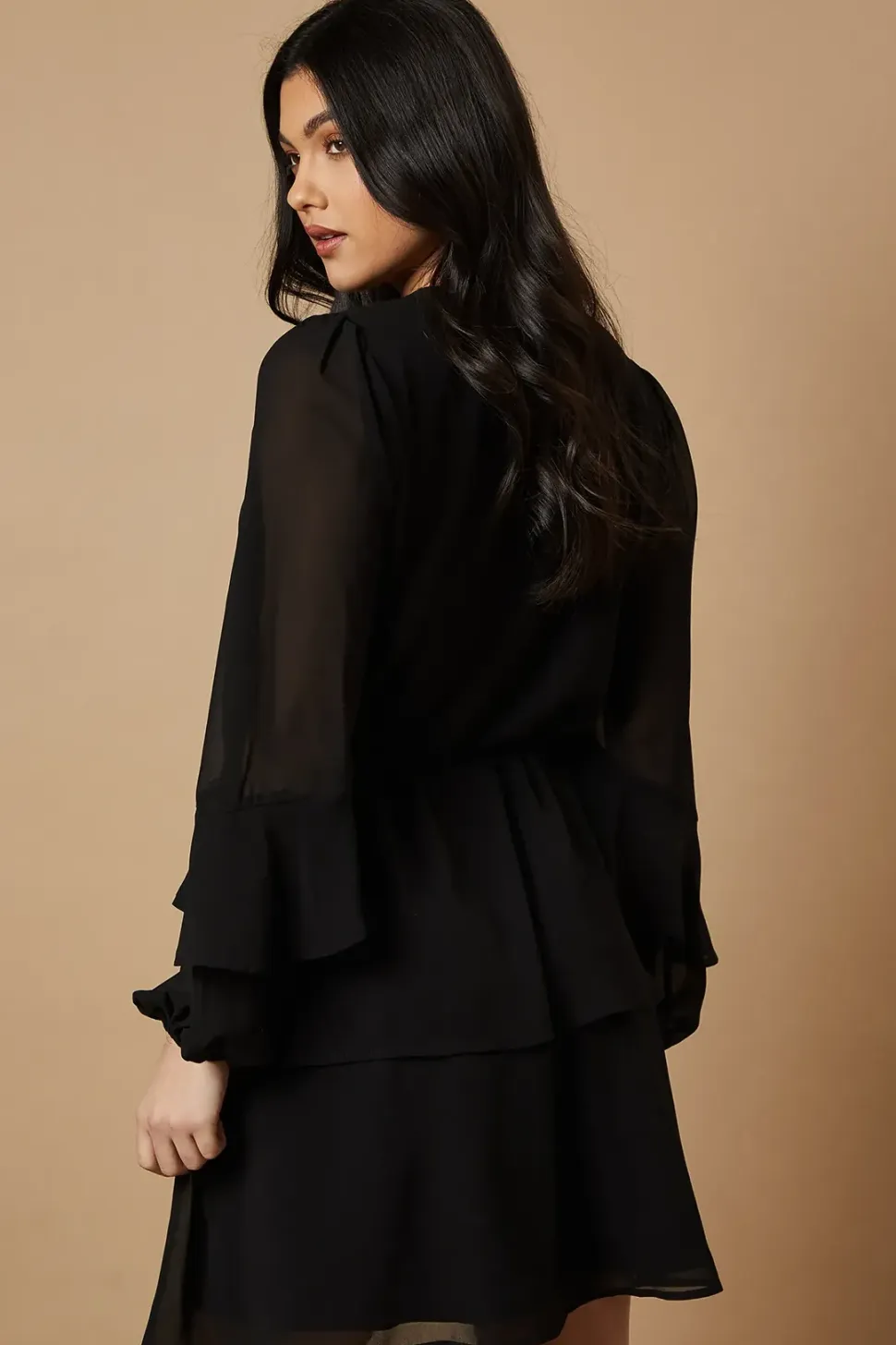 Embroidered Ruffle Tier Mini Dress